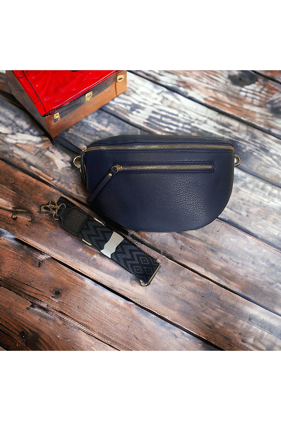 Sac banane marine avec grosse bandoulière - 2