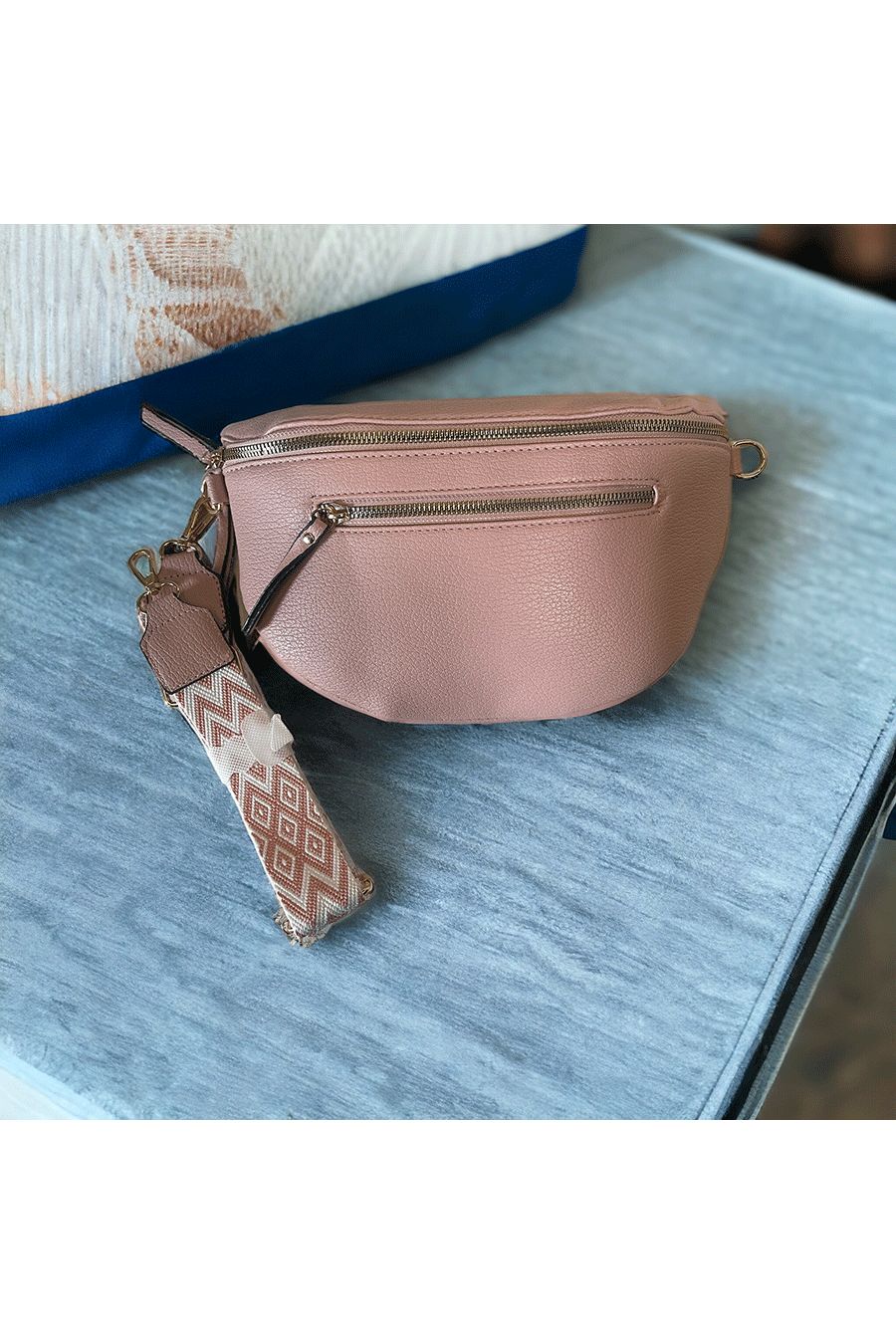 Pink fanny pack with large shoulder strap - 1