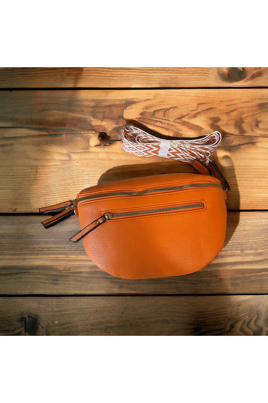 Oranje heuptasje met grote schouderband - 1