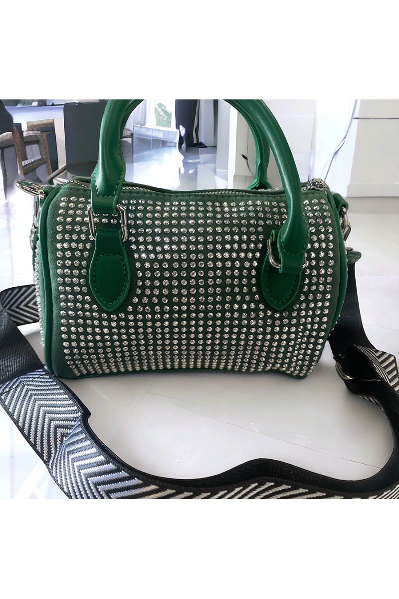 Mini green bowling bag decorated with rhinestones - 2