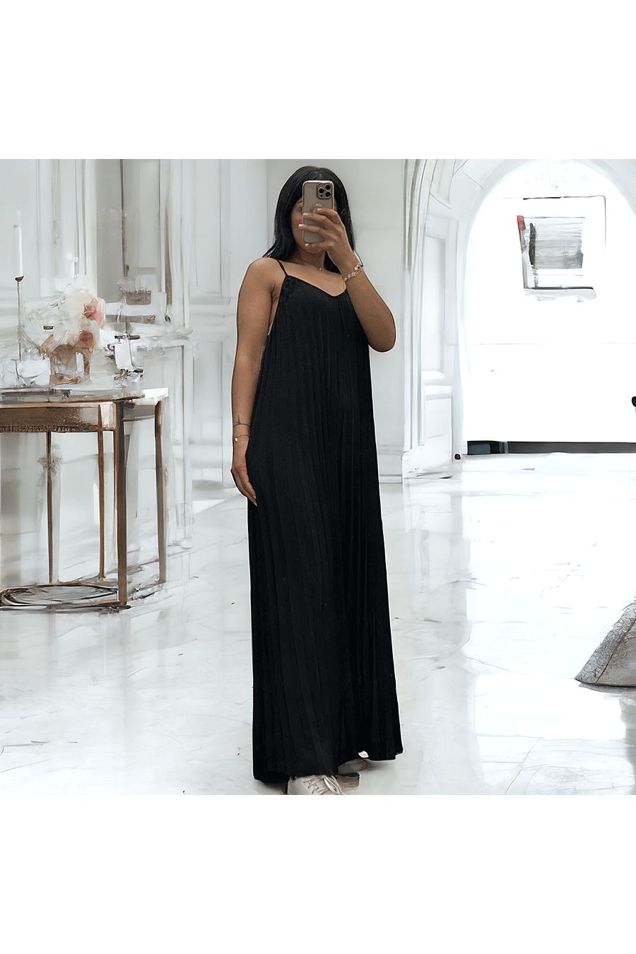 Geplooide palazzo jumpsuit in zwart - 2