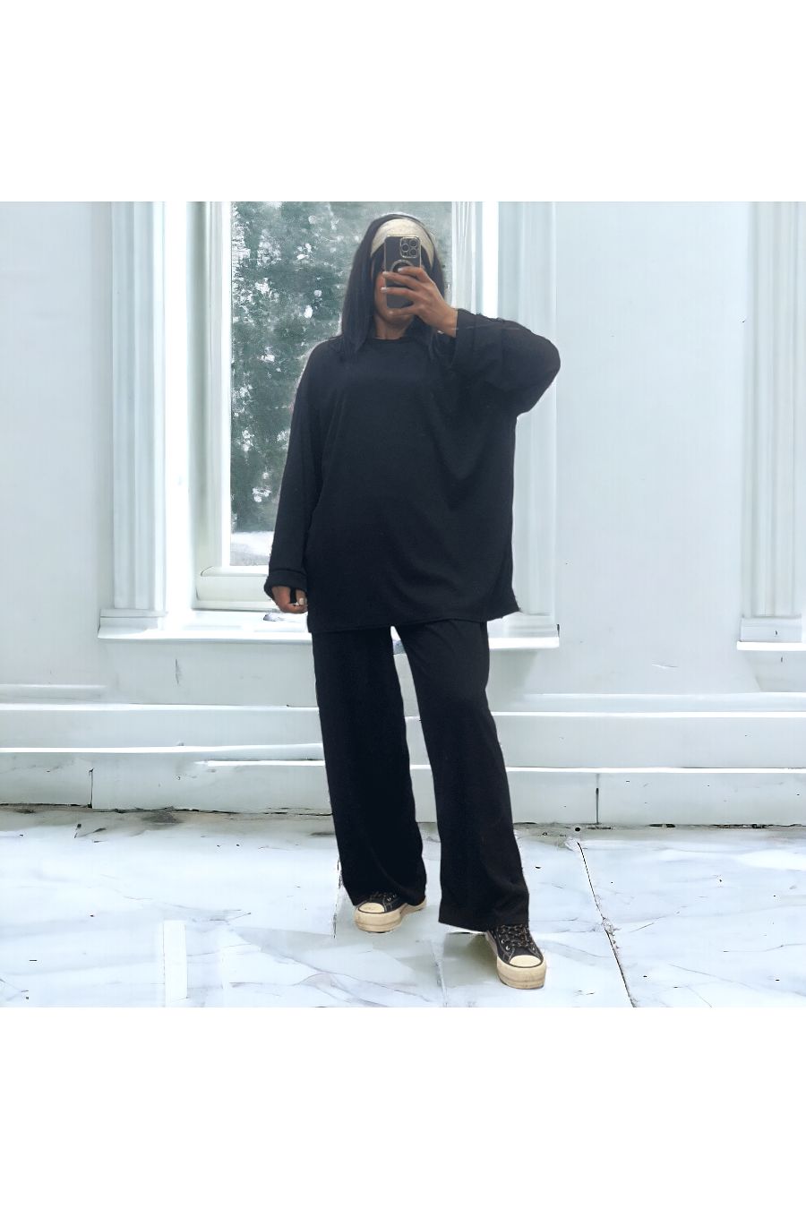 Lightweight aqua green tunic and pants set in stretchy ribbed knit spring summer - 2