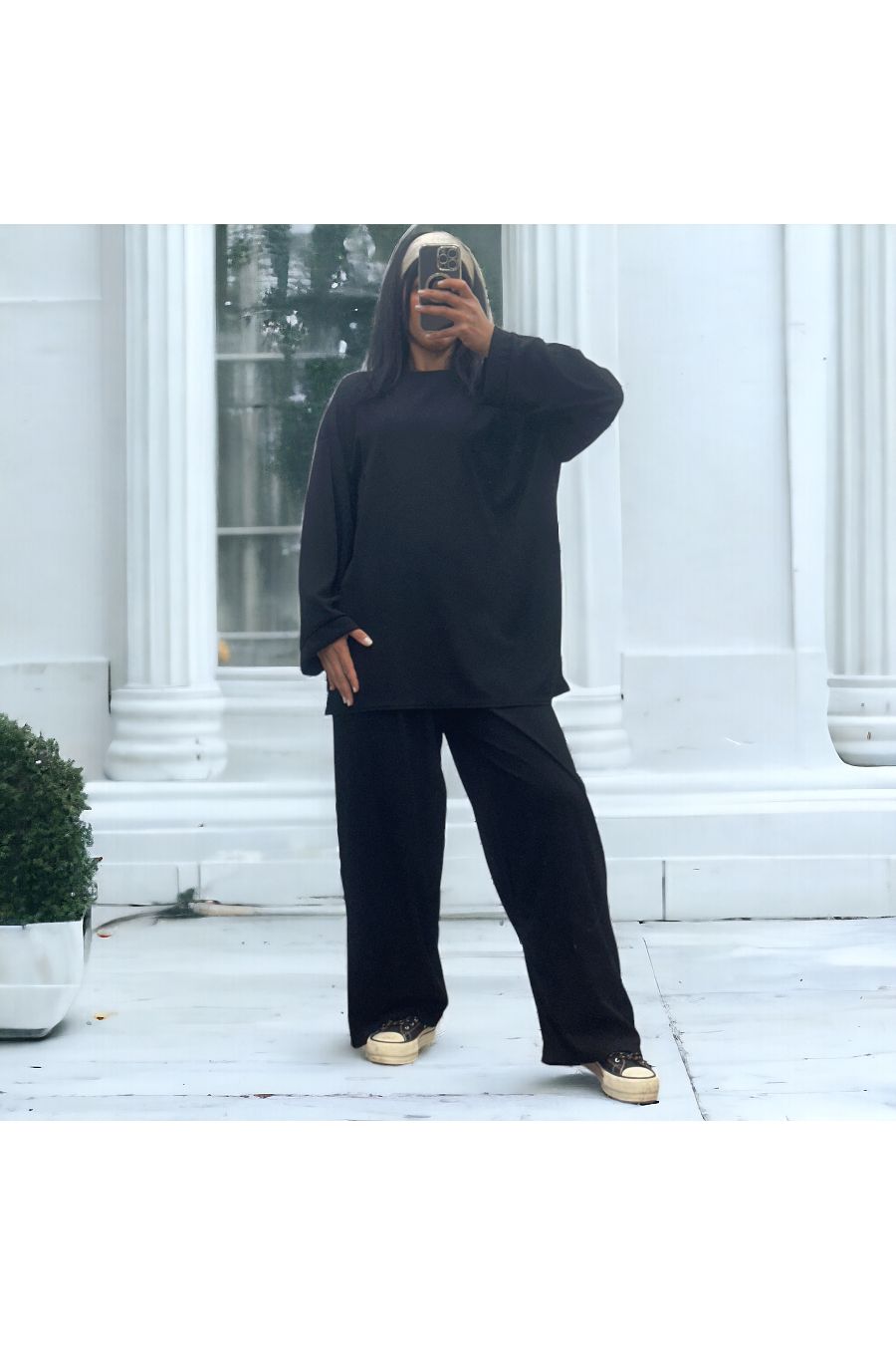 Lightweight aqua green tunic and pants set in stretchy ribbed knit spring summer - 4