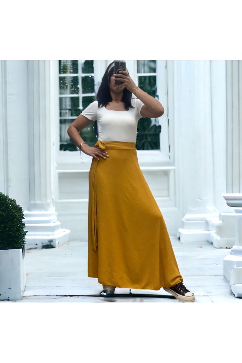 High waisted mustard yellow skirt best sale