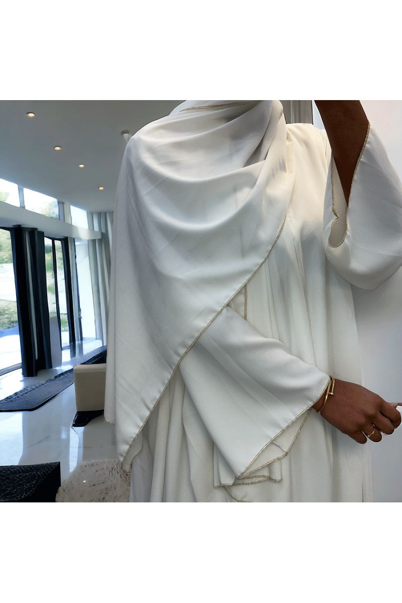 Robe abaya couleur blanche deux pièces avec foulard  - 1