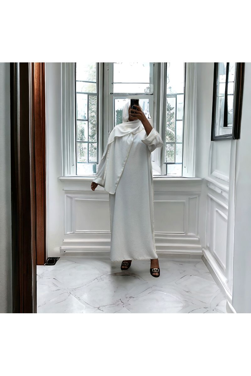 Robe abaya couleur blanche avec foulard  intégré  - 2