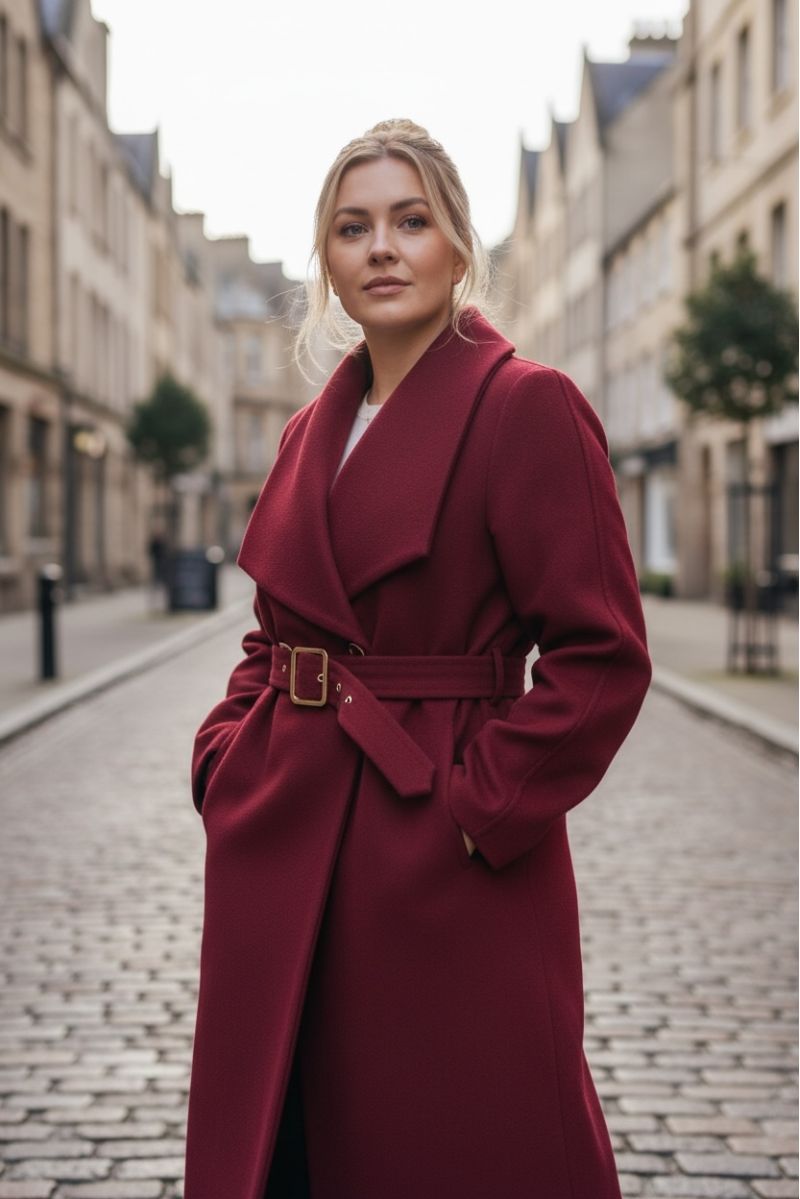 Trench-Coat Long Élégant Rouge - 1
