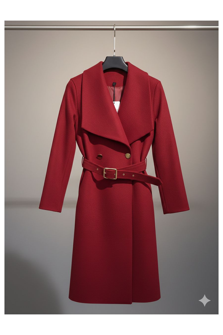 Trench-Coat Long Élégant Rouge - 2