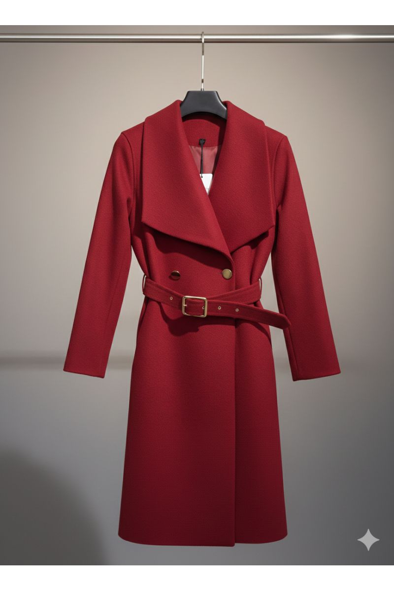 Trench-Coat Long Élégant Rouge - 2