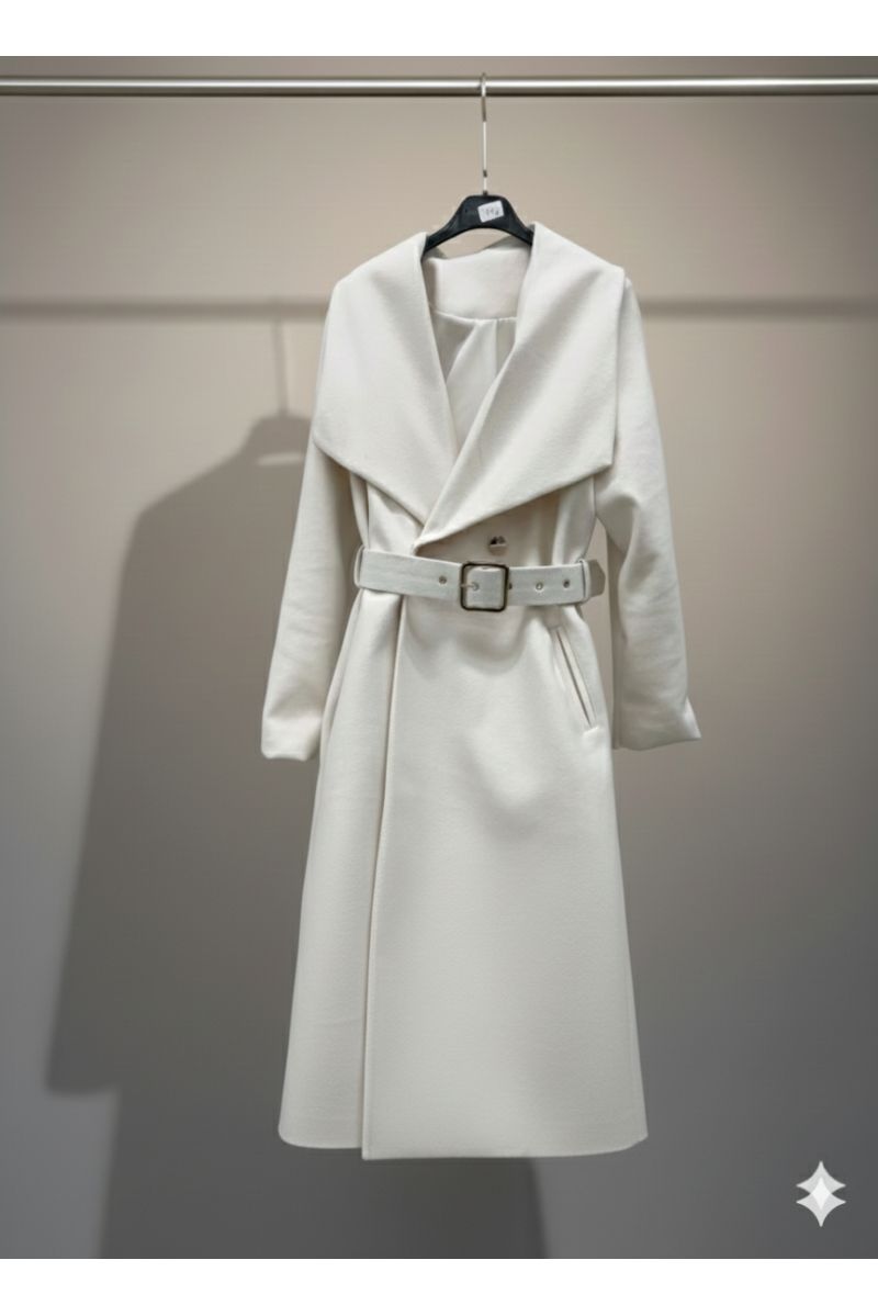 Trench-Coat Long Élégant Blanc - 2