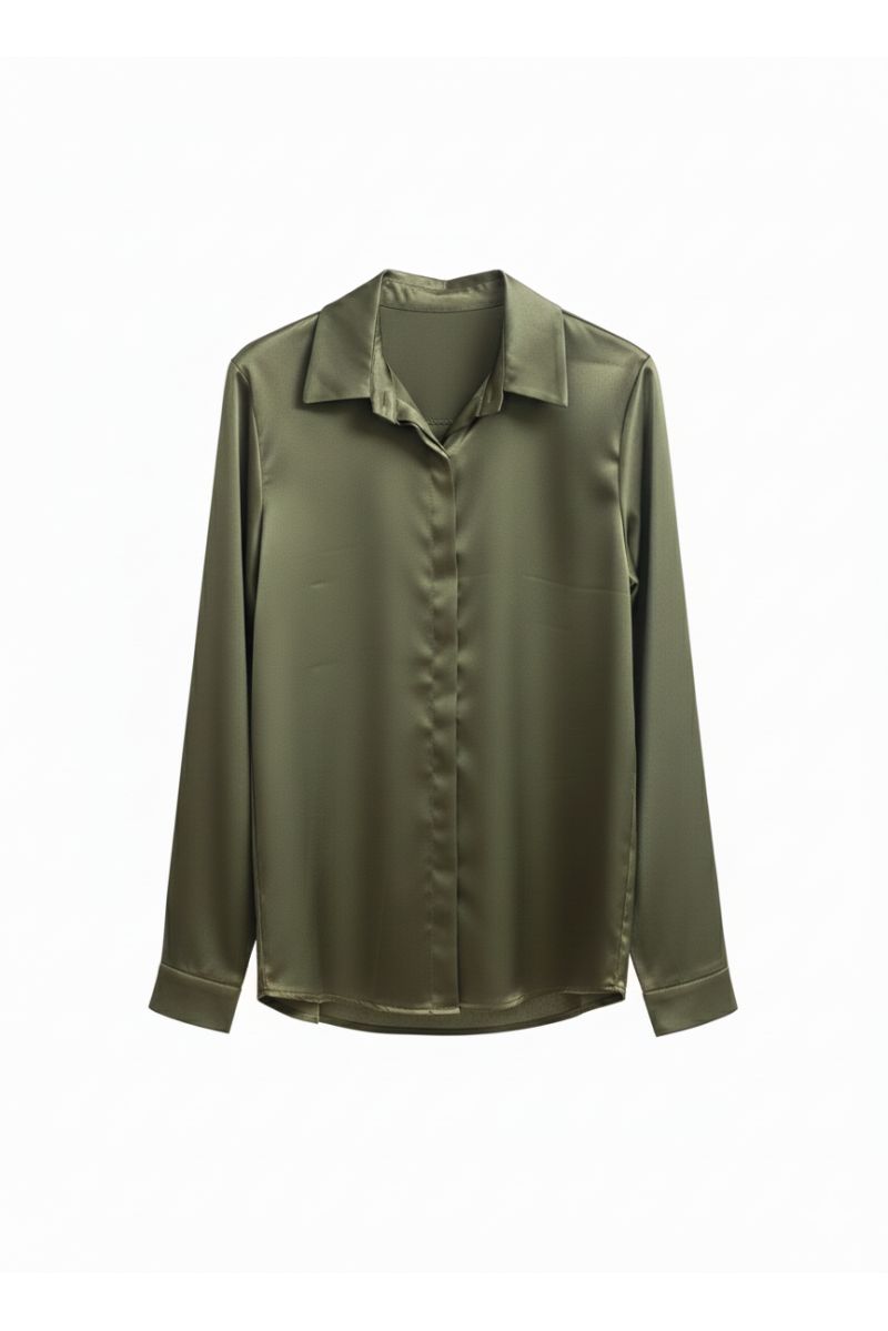 Chemise Fluide Satinée verte – Élégance & Confort - 2