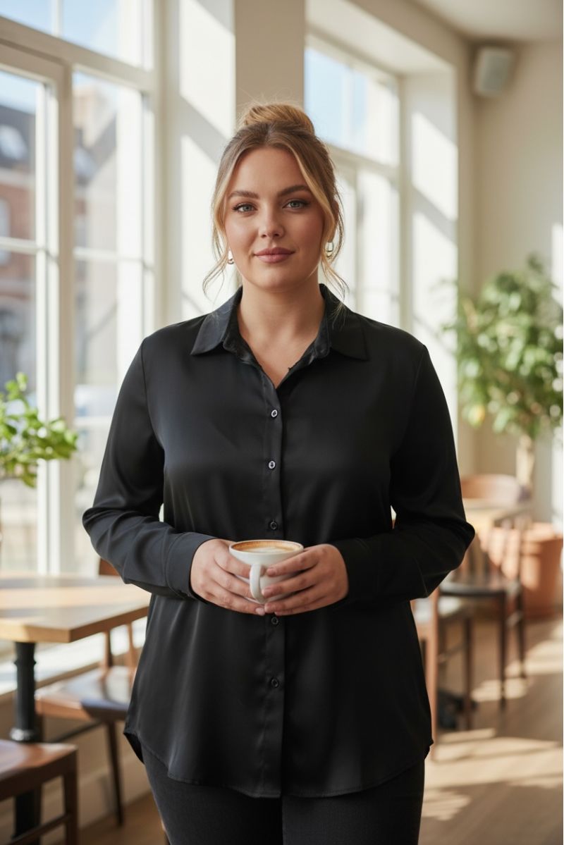 copy of  Chemise Fluide Satinée noire – Élégance & Confort - 1