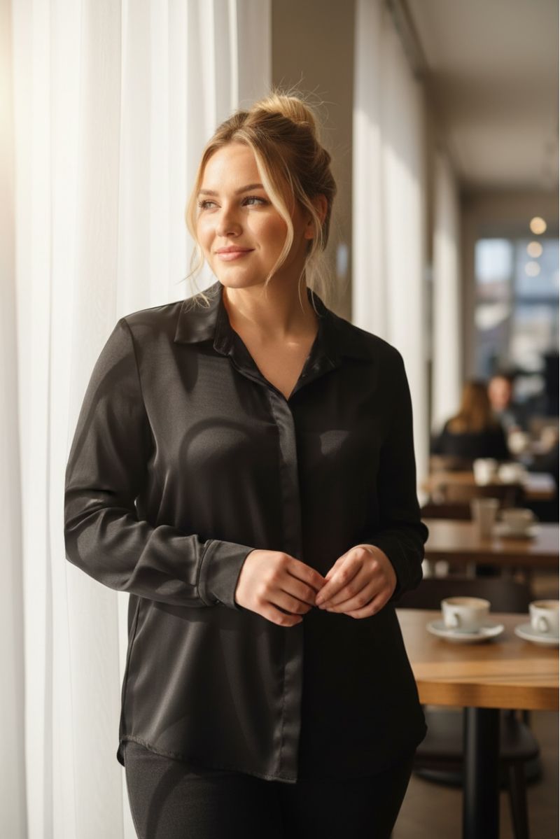 copy of  Chemise Fluide Satinée noire – Élégance & Confort - 2