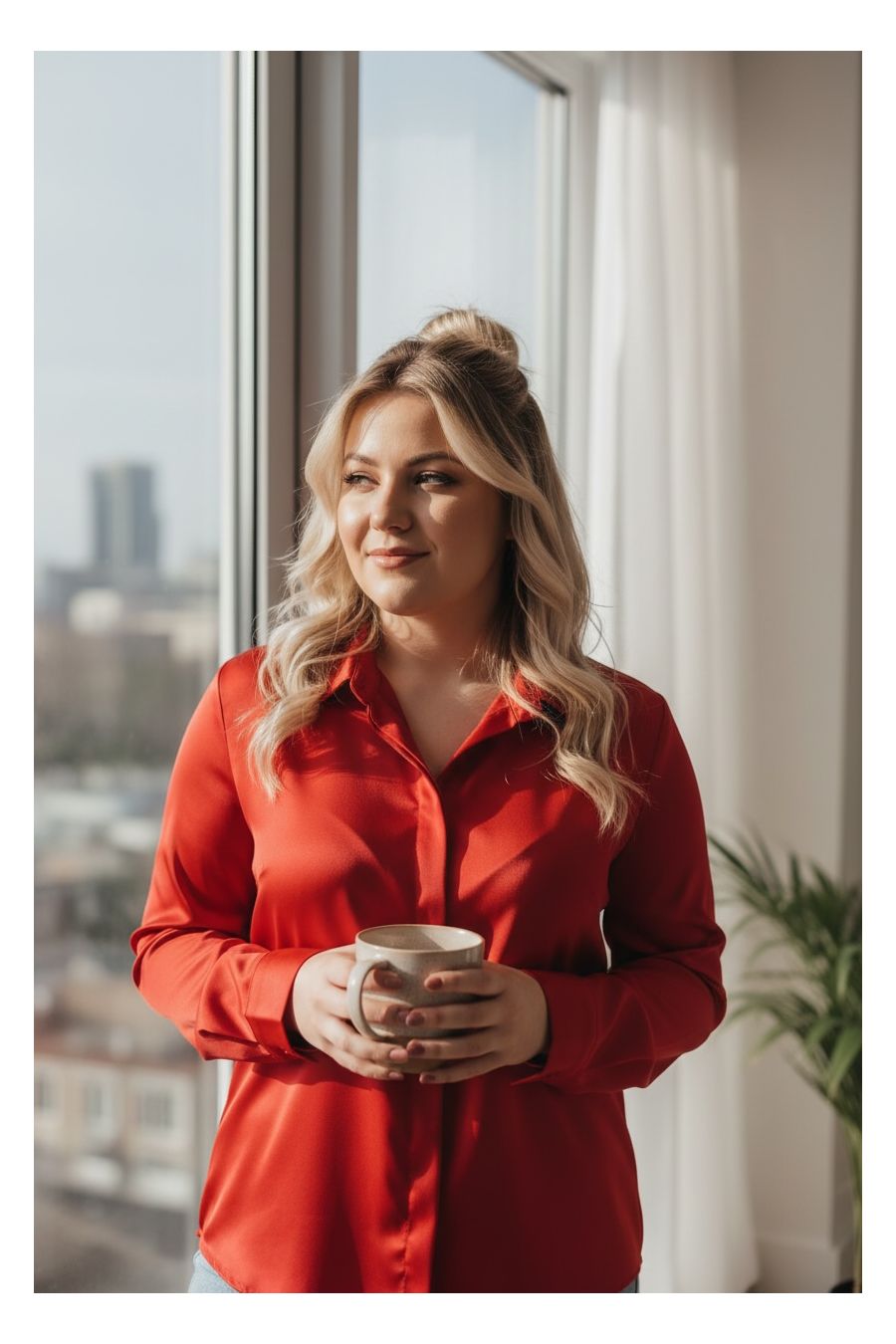 Chemise Fluide Satinée rouge – Élégance & Confort - 1