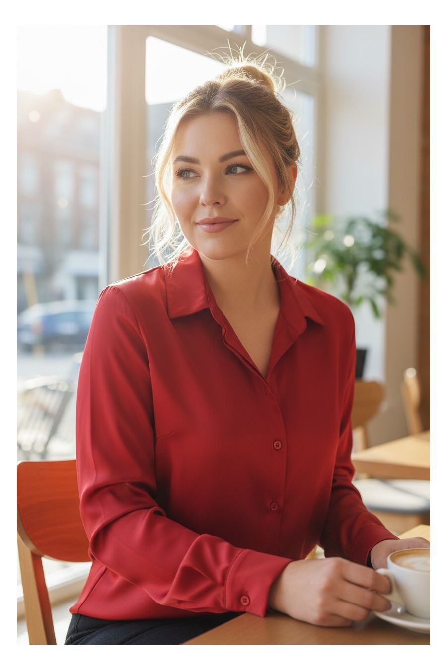 Chemise Fluide Satinée rouge – Élégance & Confort - 2