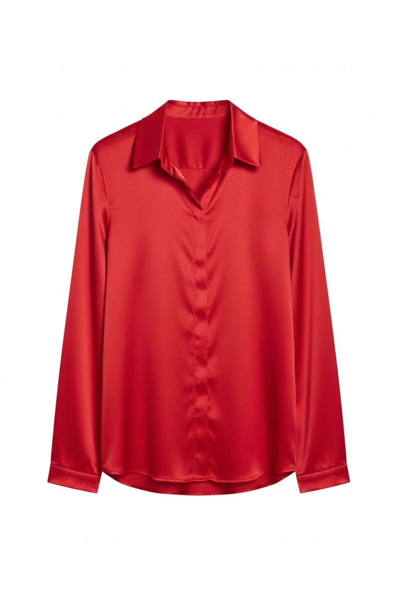 Chemise Fluide Satinée rouge – Élégance & Confort - 3