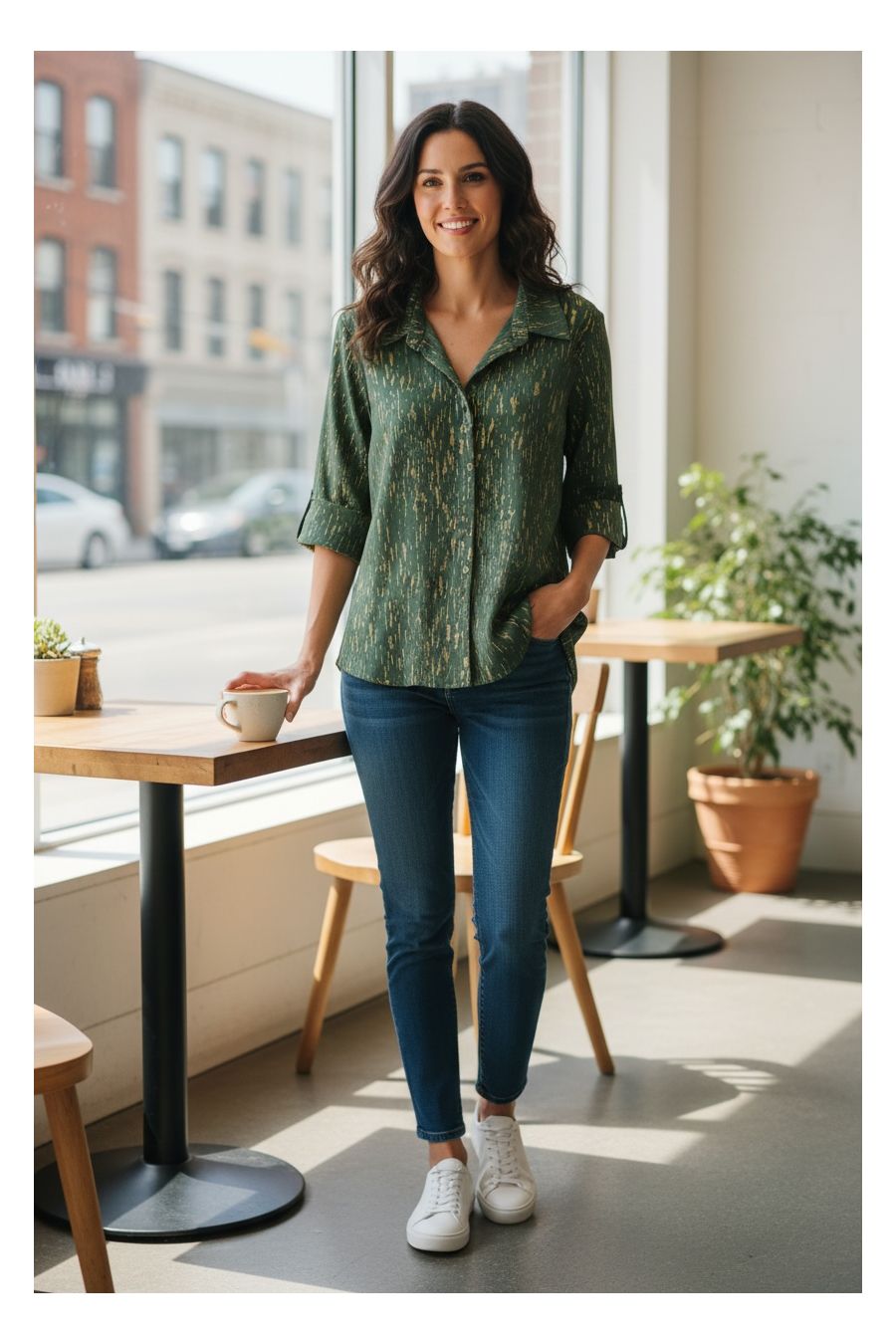 Chemise Fluide Vert Émeraude – L'Éclat Mystérieux - 1