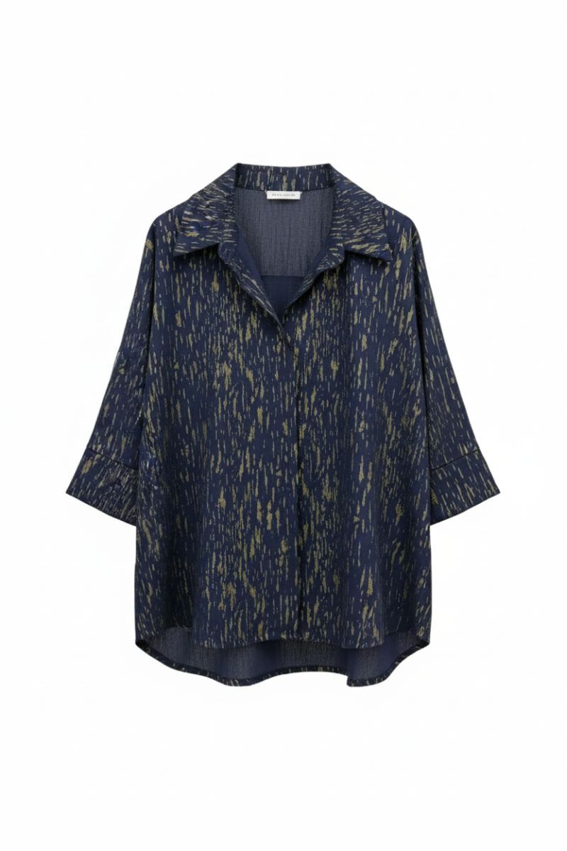 Chemise Fluide marine & Or – Élégance Royale - 2