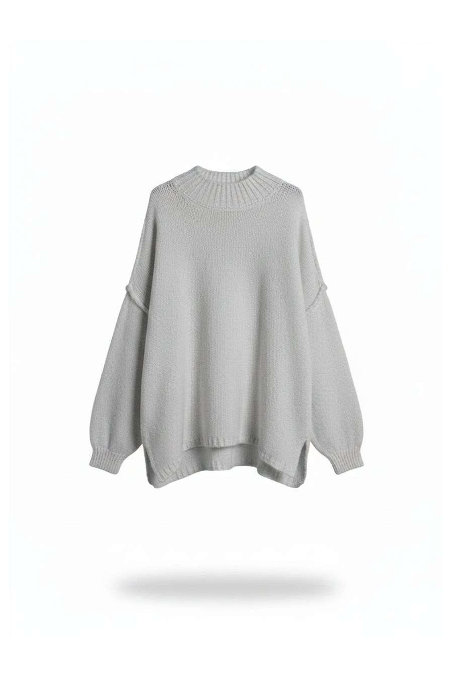 Pull gris clair Col Montant en Maille Douce - Taille Unique - 2