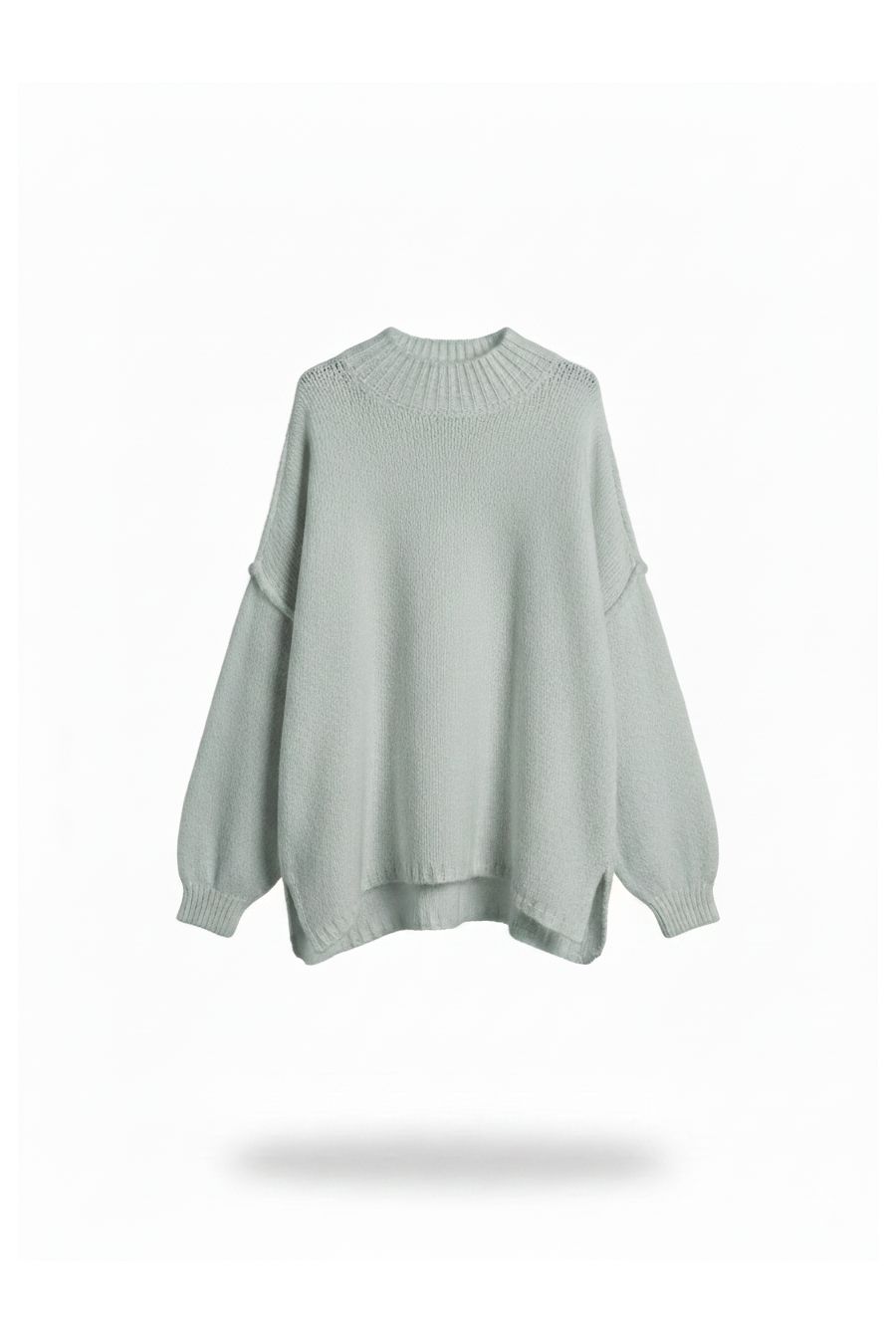 Pull vert d'eau Col Montant en Maille Douce - Taille Unique - 2