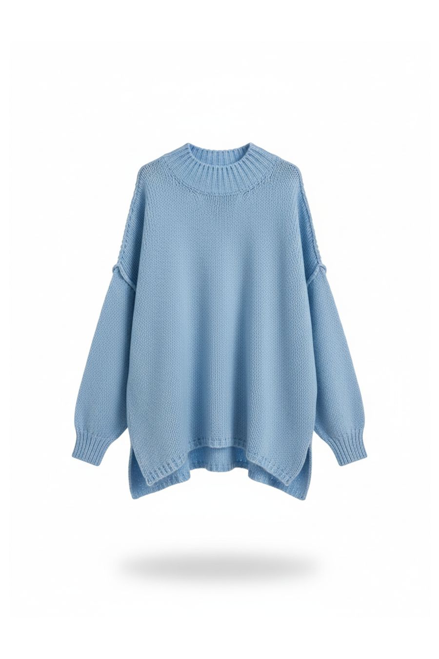 Pull bleu ciel Col Montant en Maille Douce - Taille Unique - 3