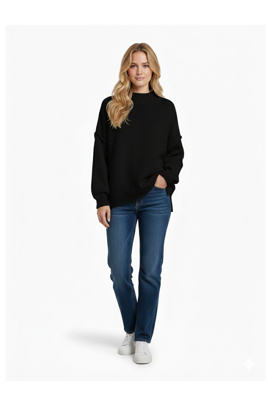 Pull noir Col Montant en Maille Douce - Taille Unique - 1