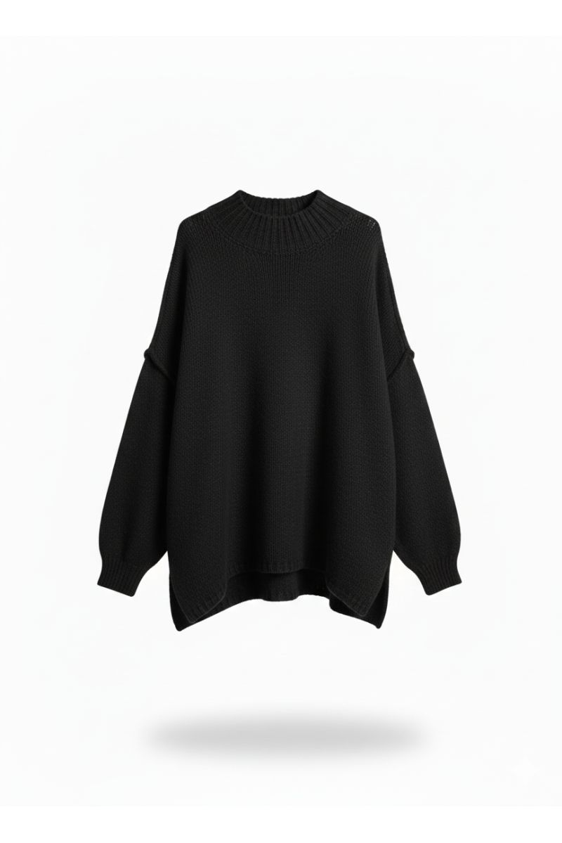 Pull noir Col Montant en Maille Douce - Taille Unique - 2