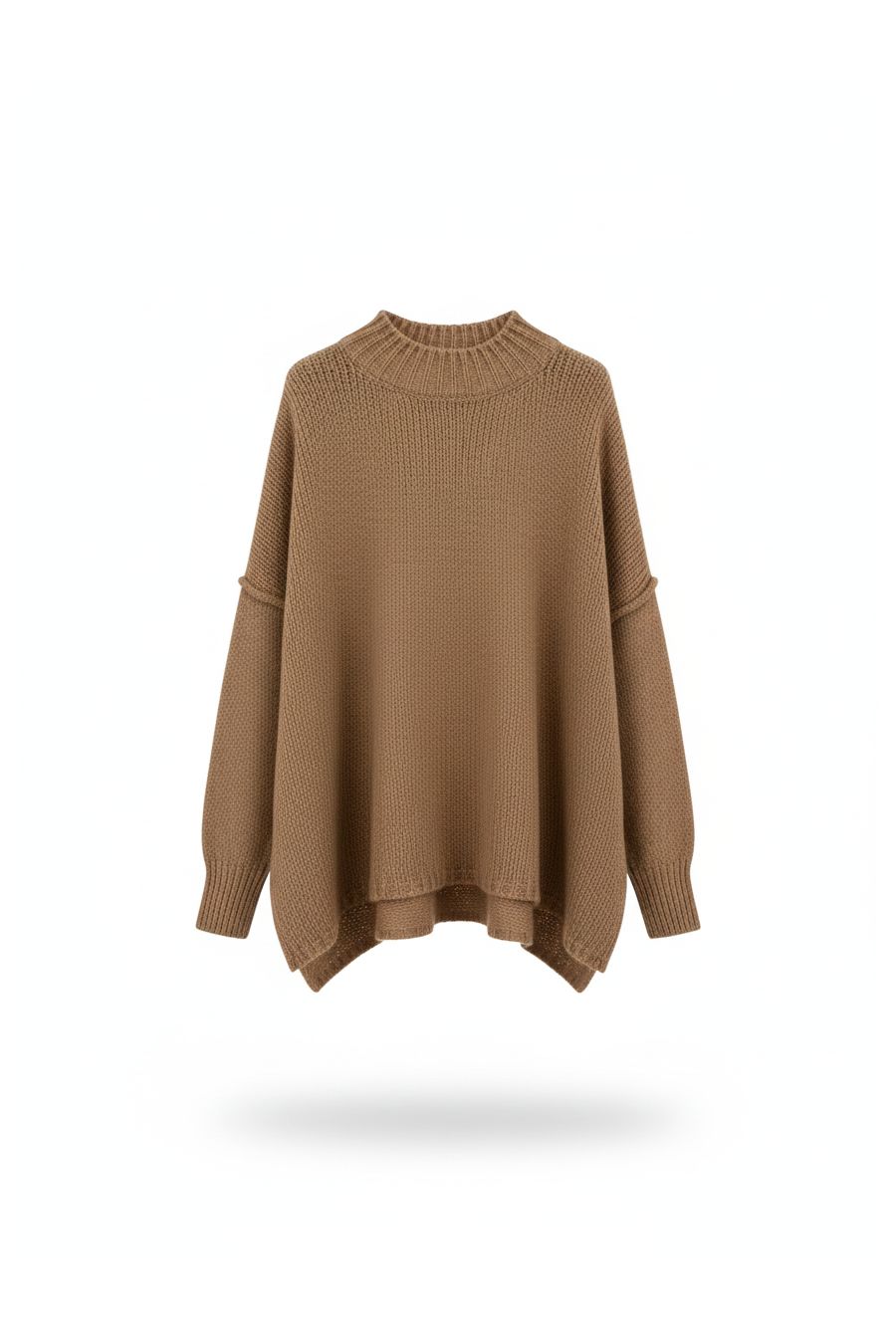 Pull taupe Col Montant en Maille Douce - Taille Unique - 2