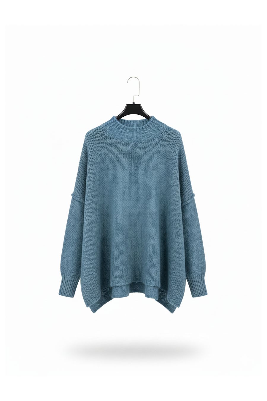 Pull bleu jean Col Montant en Maille Douce - Taille Unique - 2