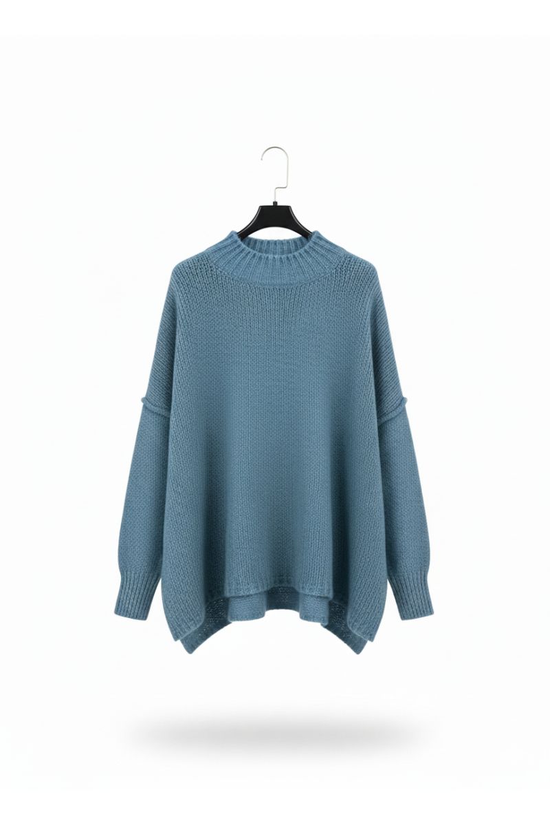 Pull bleu jean Col Montant en Maille Douce - Taille Unique - 2