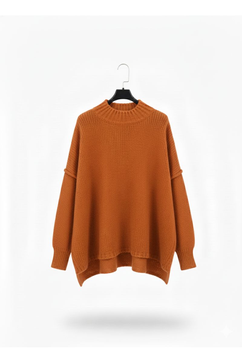 Pull brique Col Montant en Maille Douce - Taille Unique - 2