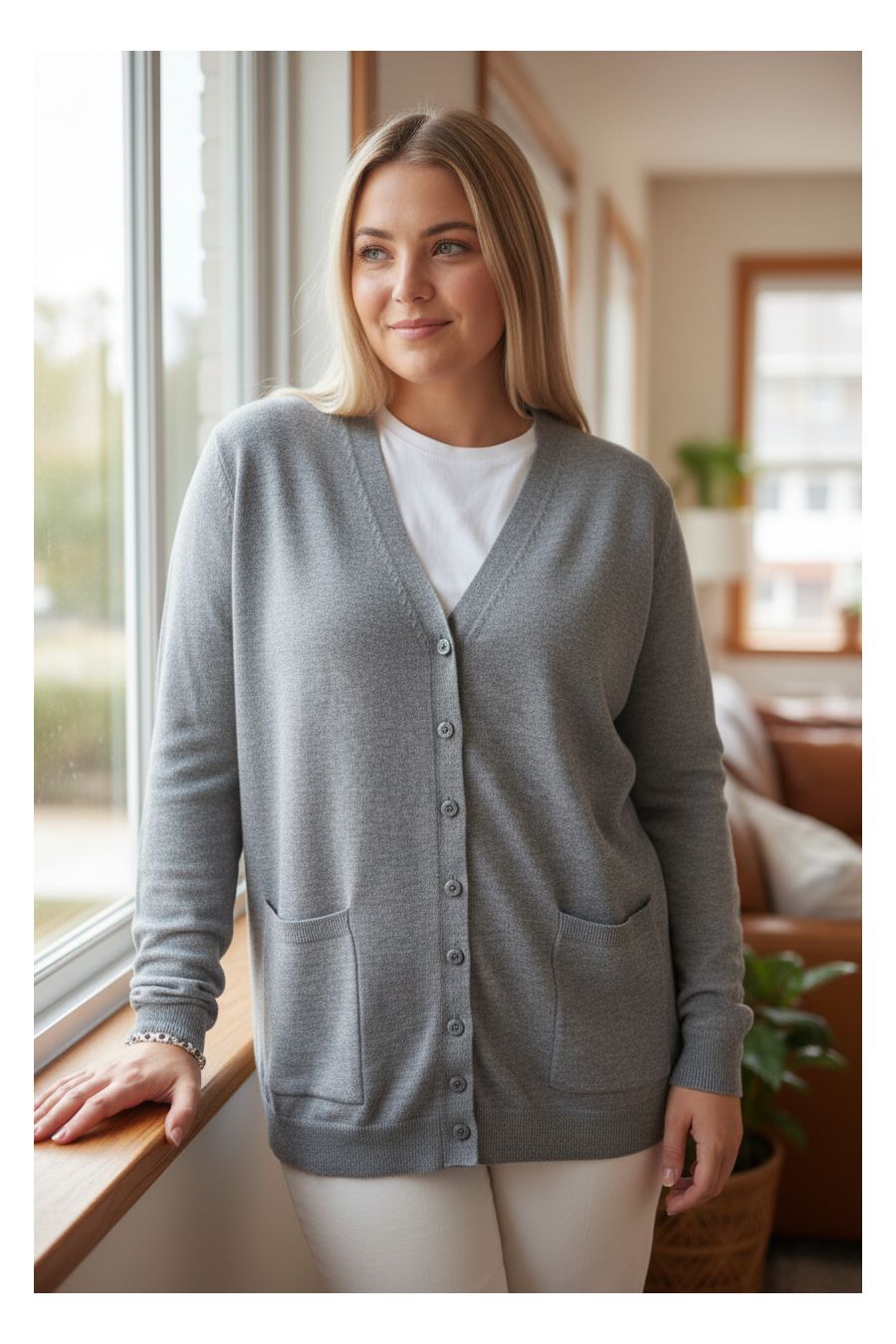 copy of  Long burgundy cardigan with long sleeves - 1