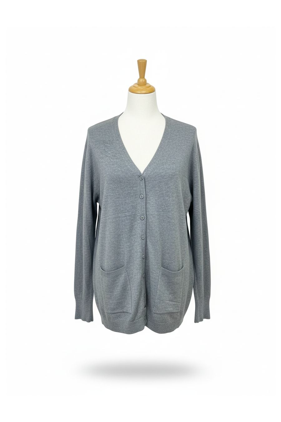 Gilet gris Cardigan Maille Douce - Col V - 2