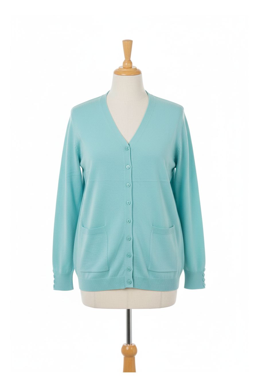 Gilet turquoise Cardigan Maille Douce - Col V - 2