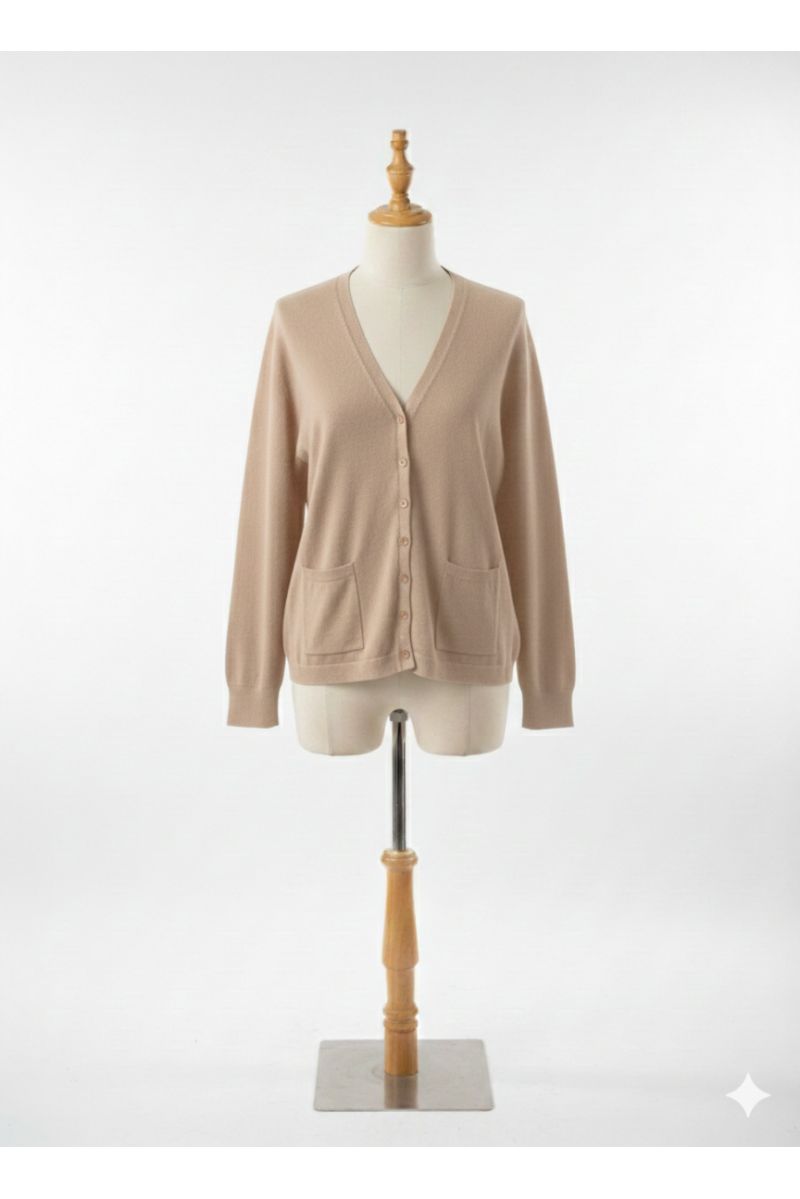 Gilet beige Cardigan Maille Douce - Col V - 2