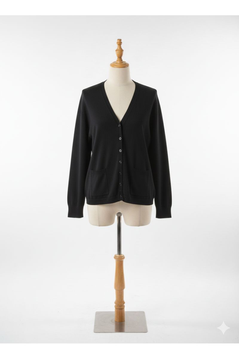 Gilet noir Cardigan Maille Douce - Col V - 2