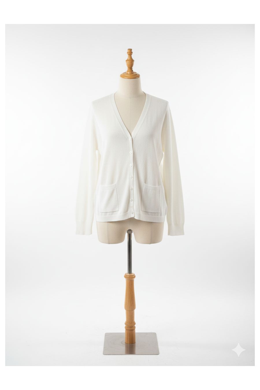 Gilet blanc Cardigan Maille Douce - Col V - 2