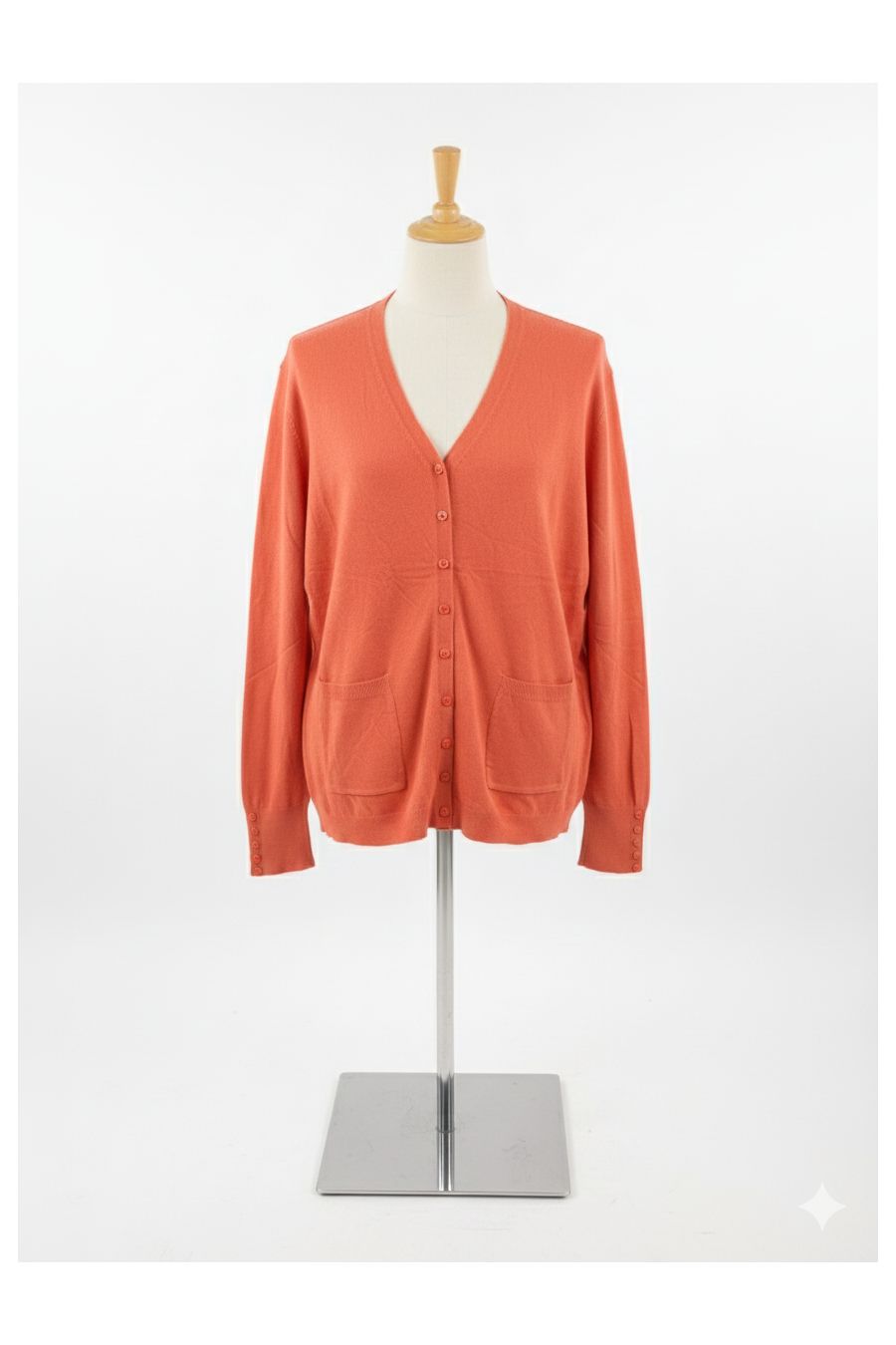 Gilet orange corail Cardigan Maille Douce - Col V - 2