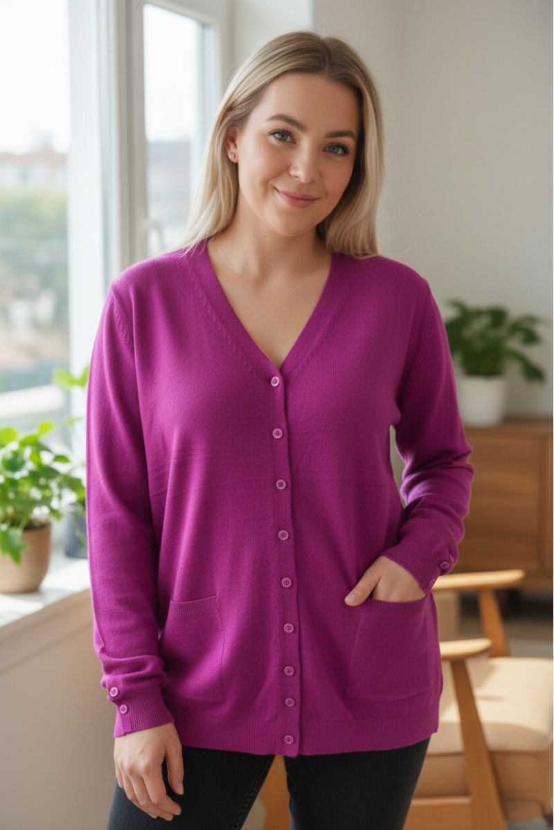 Gilet violine Cardigan Maille Douce - Col V - 2