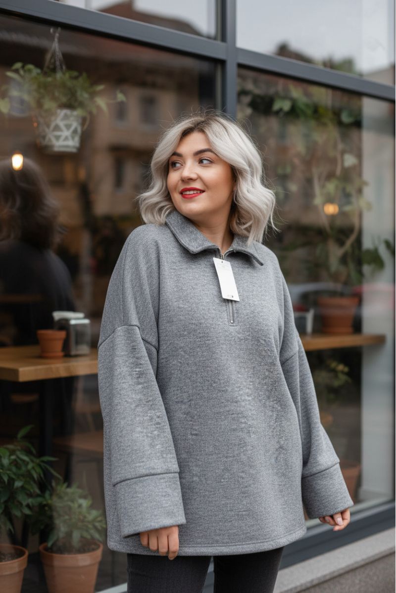 copy ofcopy ofSweat Oversize à Col Zippé – Douceur & Style Italien