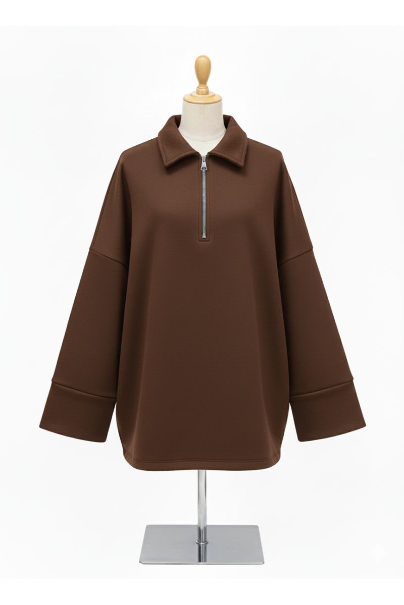 copy ofcopy ofSweat Oversize à Col Zippé – Douceur & Style Italien