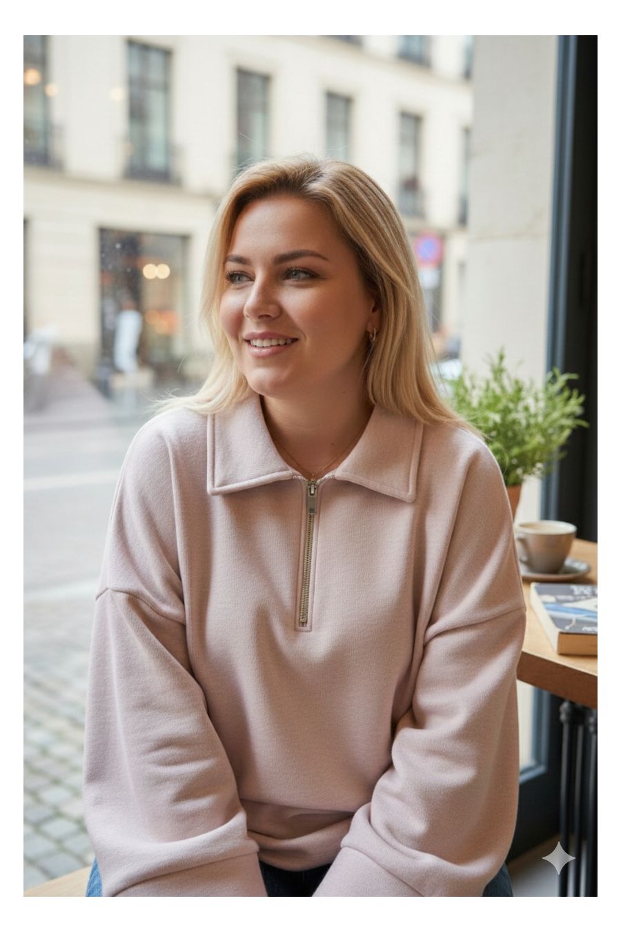 Sweat Oversize à Col Zippé – Douceur & Style Italien