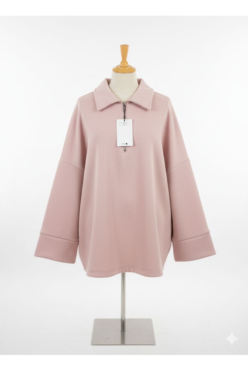 Sweat Oversize à Col Zippé – Douceur & Style Italien