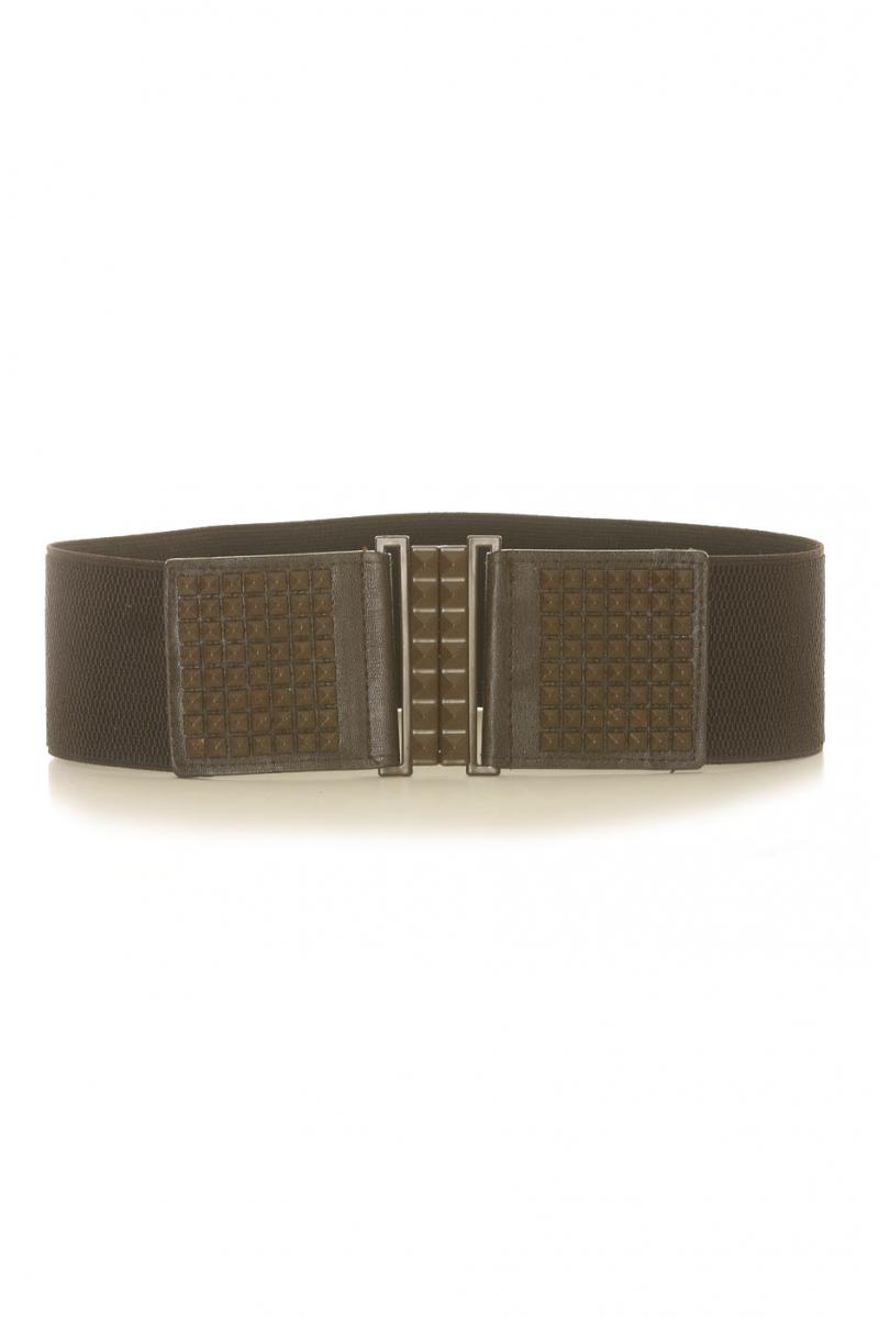 Wide brown belt with studded effect on the front. SG0579 - 1