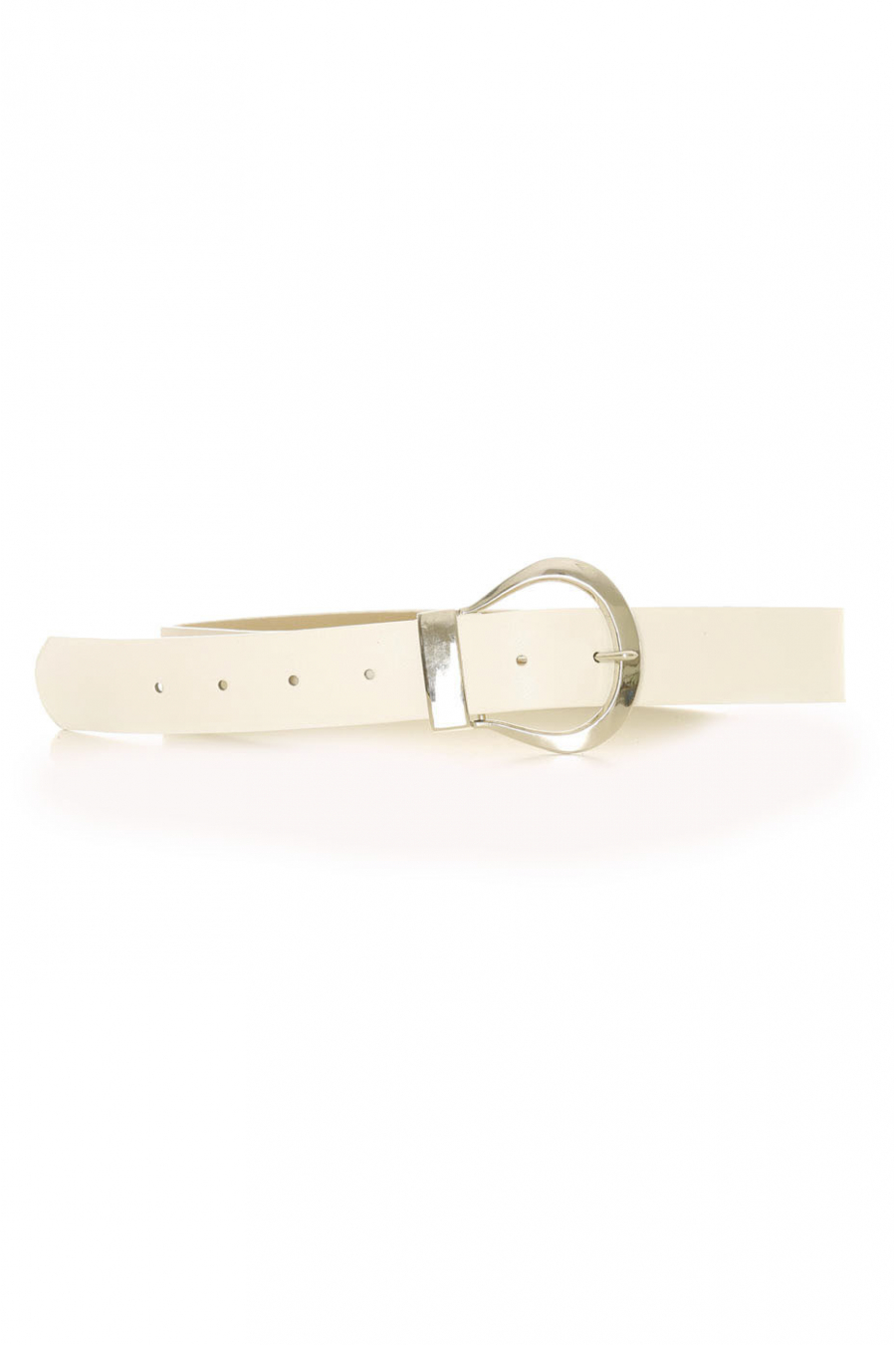Witte riem met een grote zilveren gesp - CE 559 - 1
