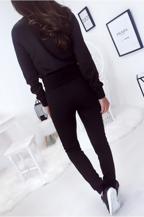 EnBZmble sport noir, veste et jogging avec strass aux poches. 8157 - 8