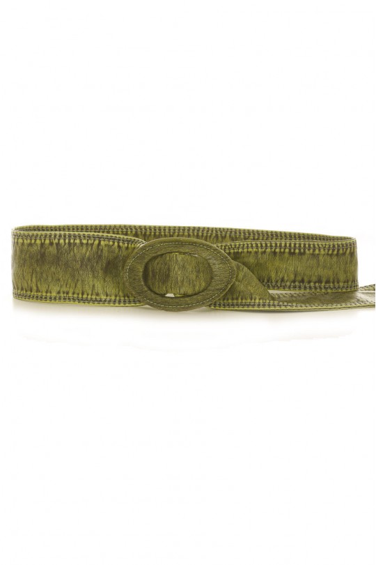 Green faux leather belt - BG - 3003 - 1