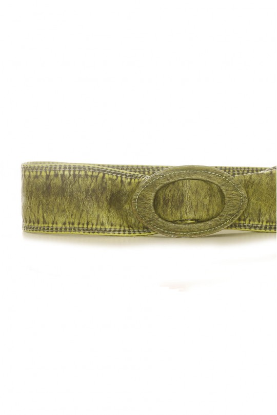Green faux leather belt - BG - 3003 - 2