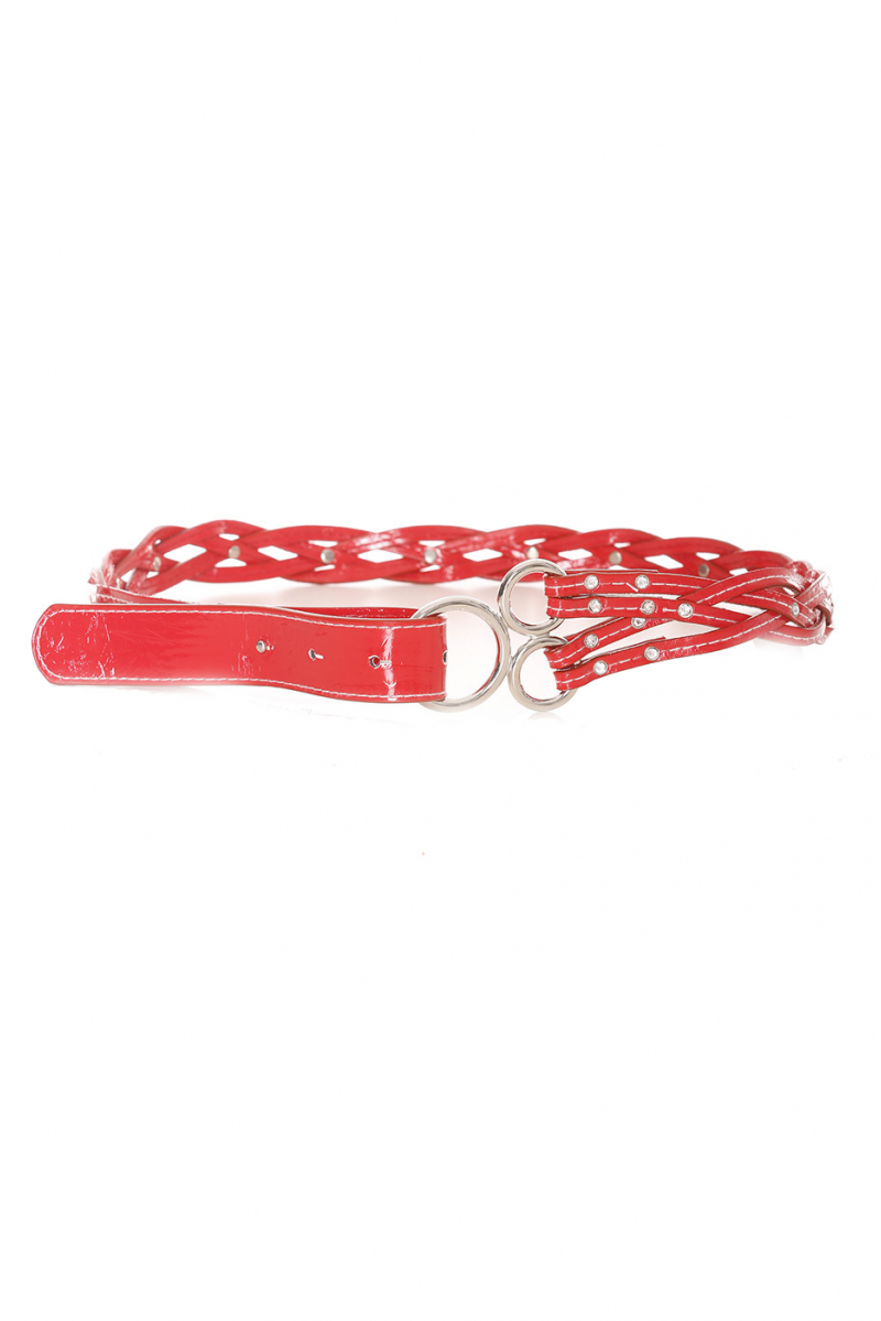 Asymmetric braided red belt - BG - P 039 - 1