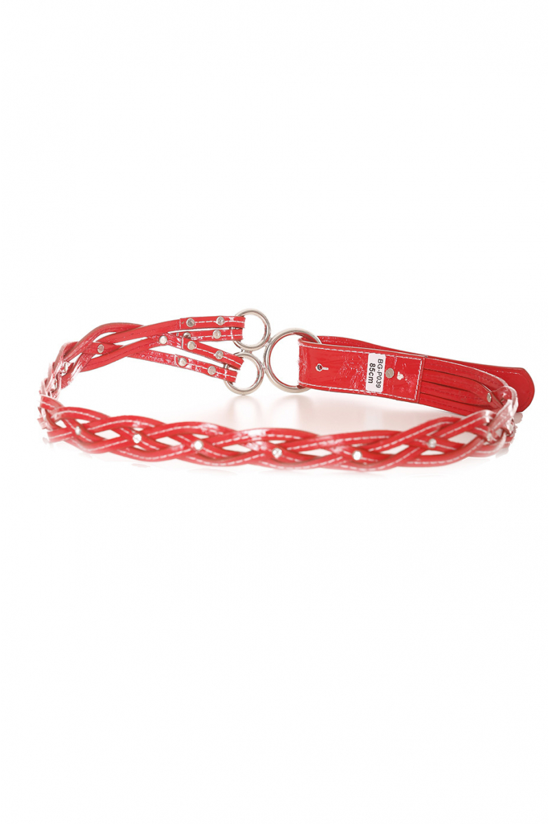 Asymmetric braided red belt - BG - P 039 - 2